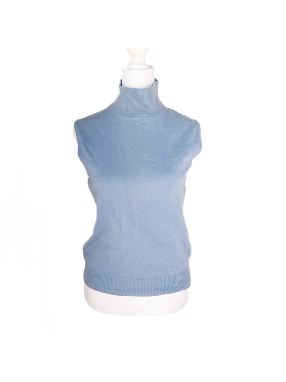 Escada Sport 100% Cashmere Sleeveless High Neck Sweater Vest Blue M Quiet Luxury